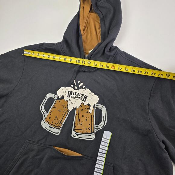 Duluth Trading Co Hoodie Mens 3XL Black Relaxed Fit Beer Mugs Graphic Pullover - Picture 8 of 11